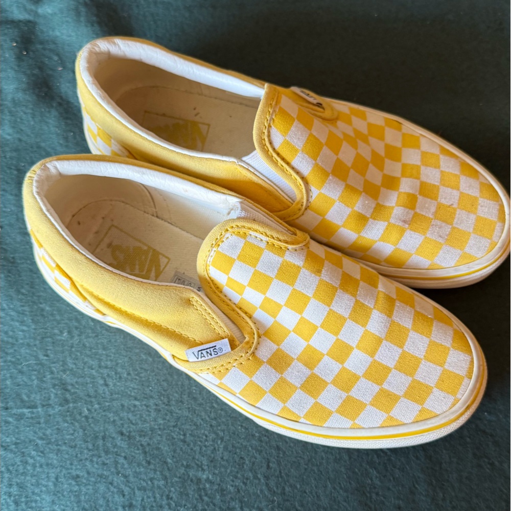 Vans Kids Slip-On Checkerboard Sneakers - Yellow & White